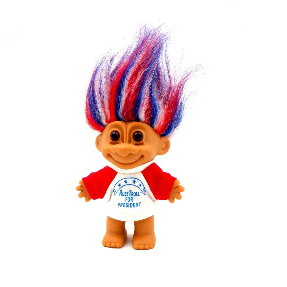 Vintage‎ 1990s Russ Troll Russ Troll for President T-Shirt Red White & Blue Hair